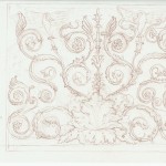 A drawing of an ornate design on paper.