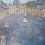 A painting of the vatican and its surroundings